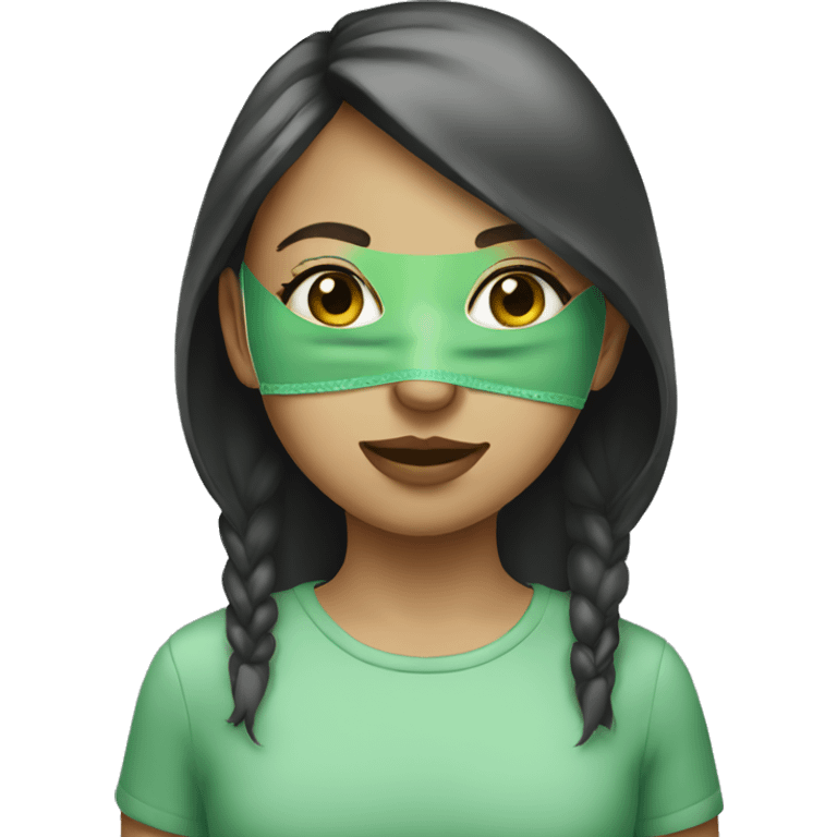 Girl with green face mask emoji