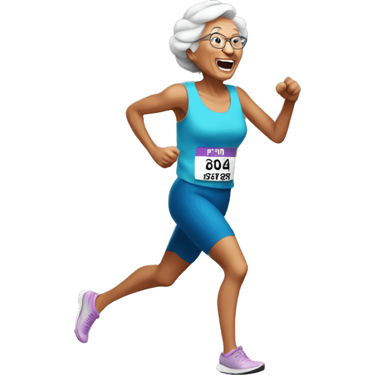 Grandma winning running race emoji