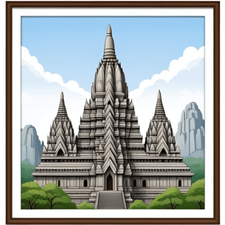 Prambanan Temple Landmark Emoji – Showcasing its towering Hindu temple spires with intricate carvings. emoji