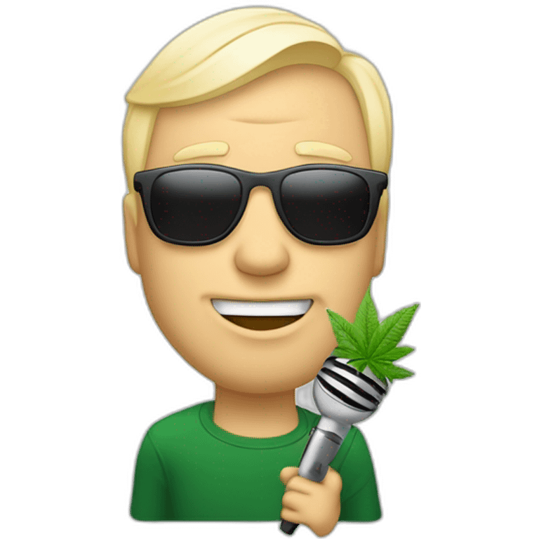 Weißer Mann singt ins Mikrofon -ganja mc emoji