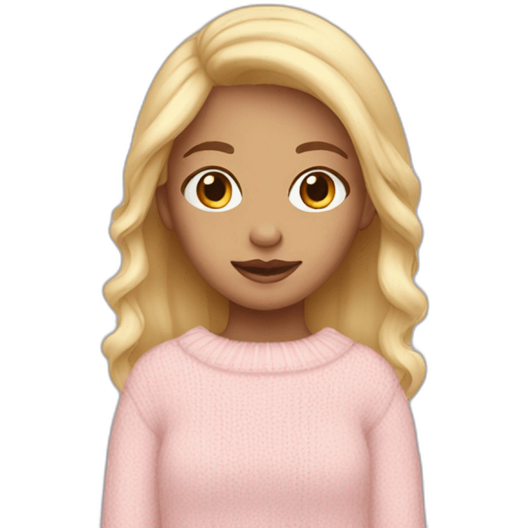 Girl with a sweater pastel pink and blond hair  emoji