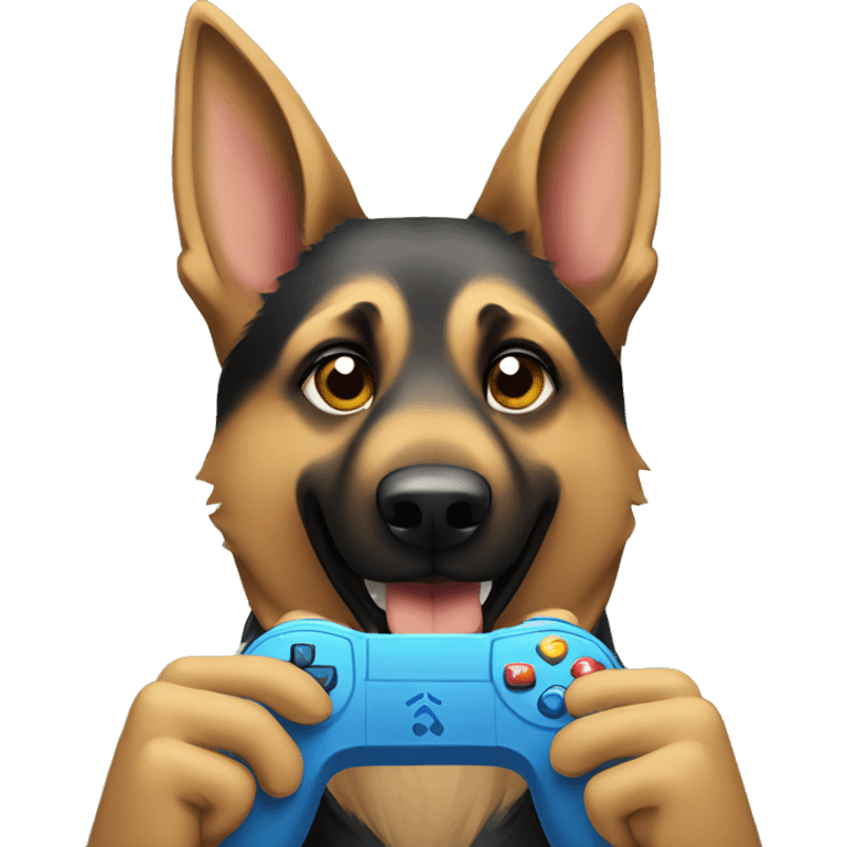 German Shepard playing video games emoji