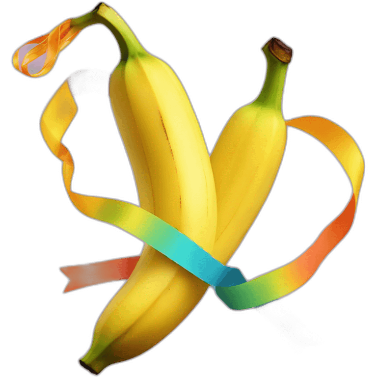 vibrant banana with a colorful ribbon tied around it emoji