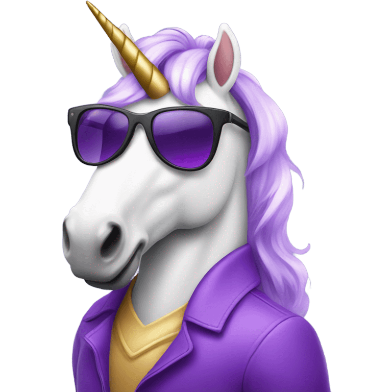 Purple unicorn wearing sunglasses emoji