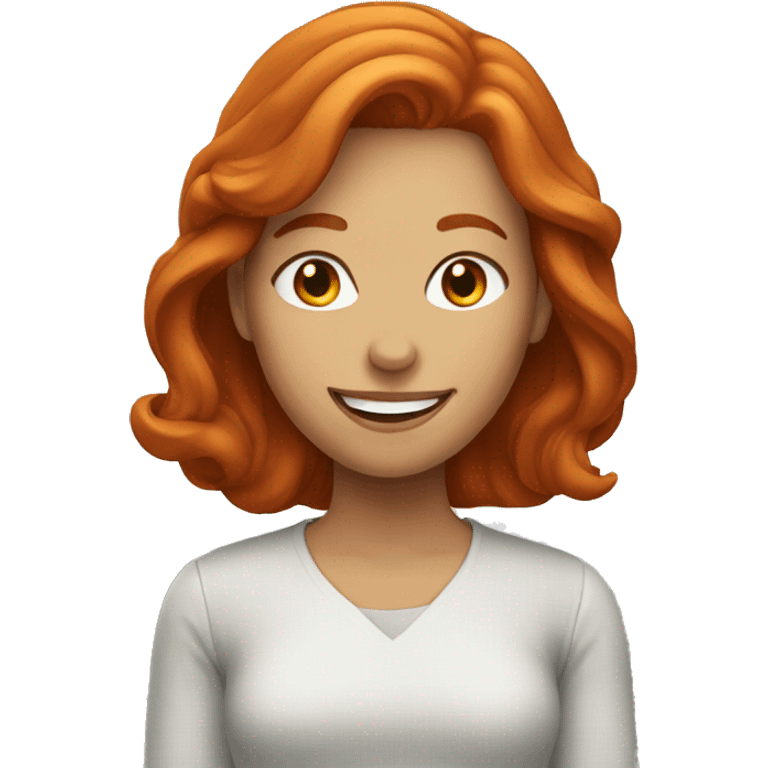 Redhead woman with smile emoji