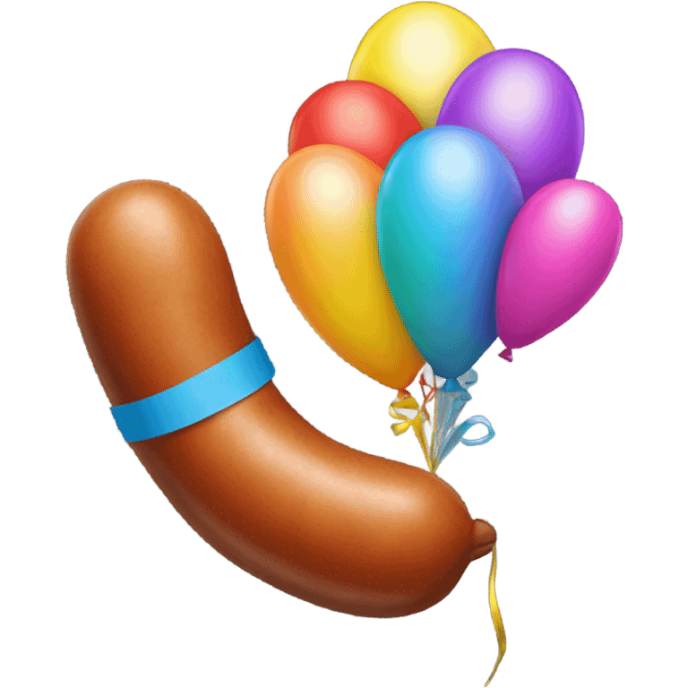 A sausage with a ballon on it emoji