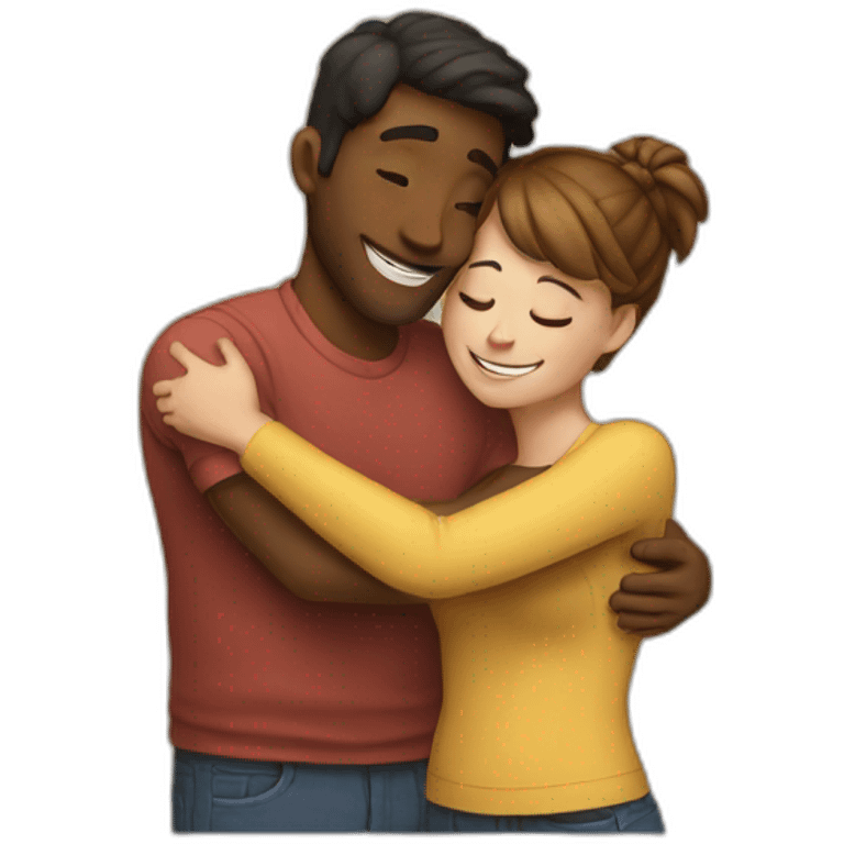 Guy and girl hugging emoji