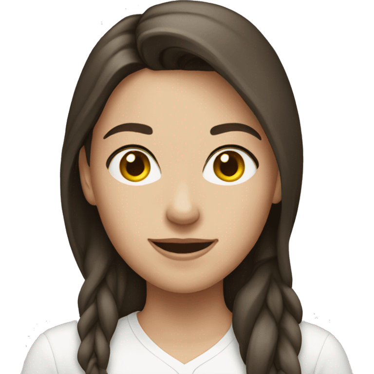 White brunette wearing a white shirt emoji