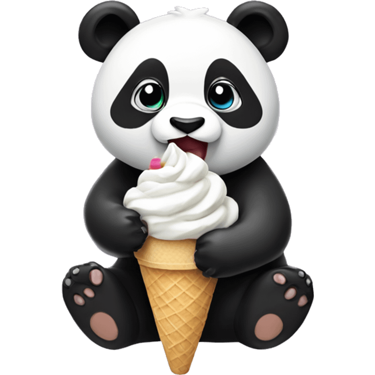 Panda eating ice cream emoji