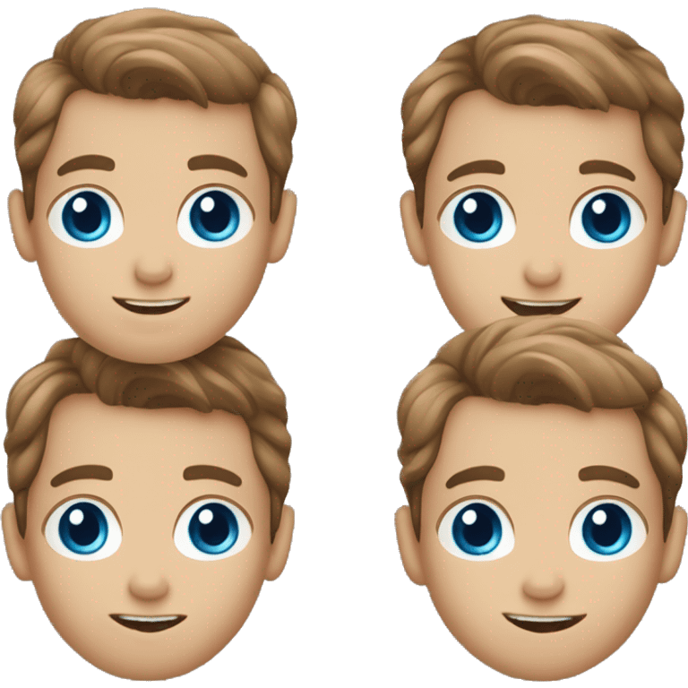 Triplets boys , young adults with brown hair and blue eyes emoji