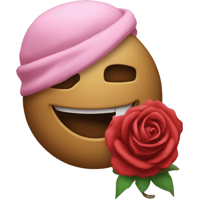 Emoji mordiendo una rosa  emoji