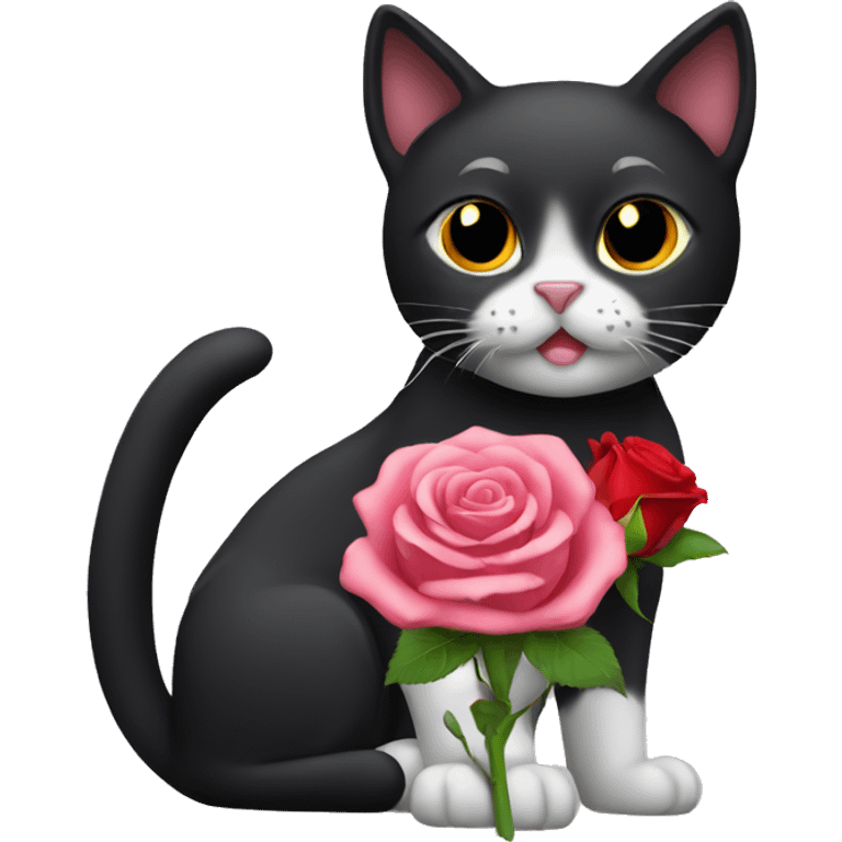 Black cat with a rose emoji  emoji