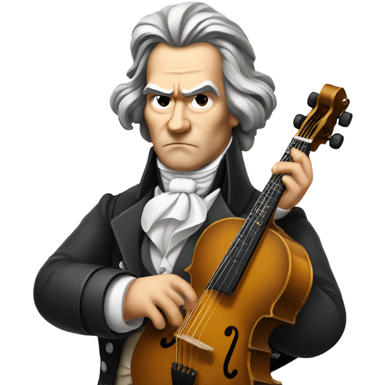 Beethoven looking stern holding banjo emoji