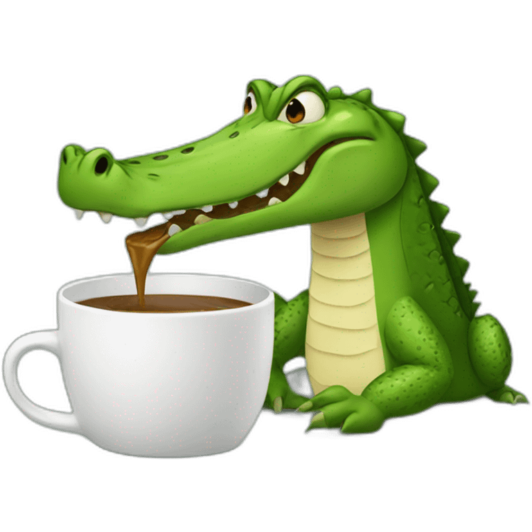 Crocodile drinking coffee emoji