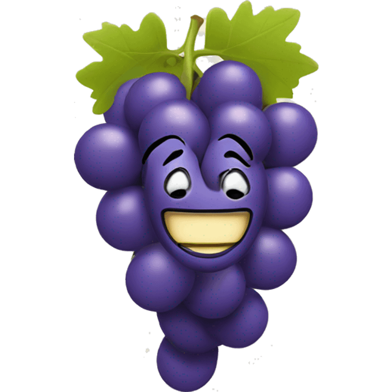 smile emoji with grapes instead of a brain emoji