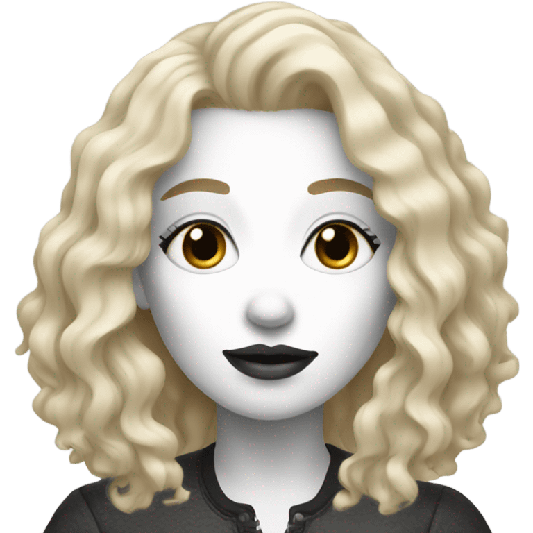 Blonde woman with black and white aussie doodle emoji