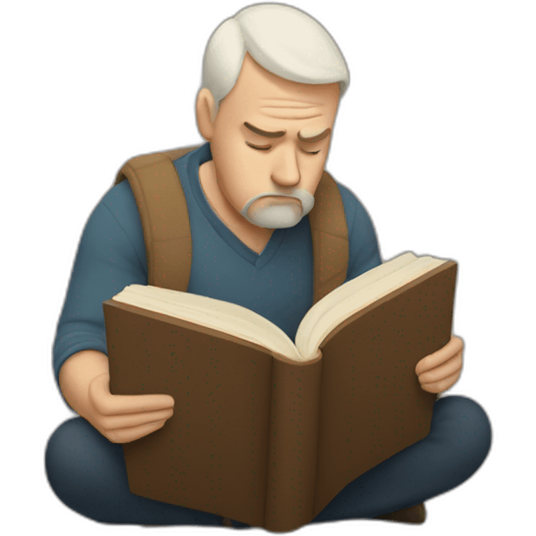 white men sad reading book emoji