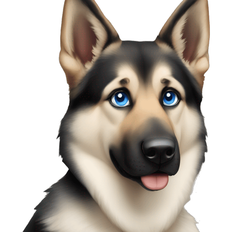 German shepherd husky mix dog blue eyes emoji