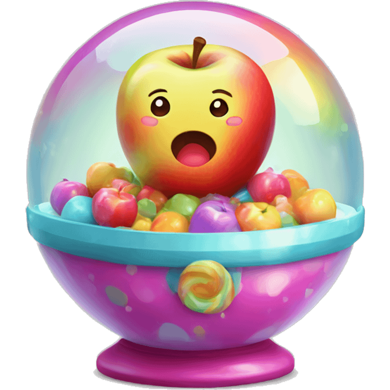 Kawaii colorful baby Apple in a candy globe emoji