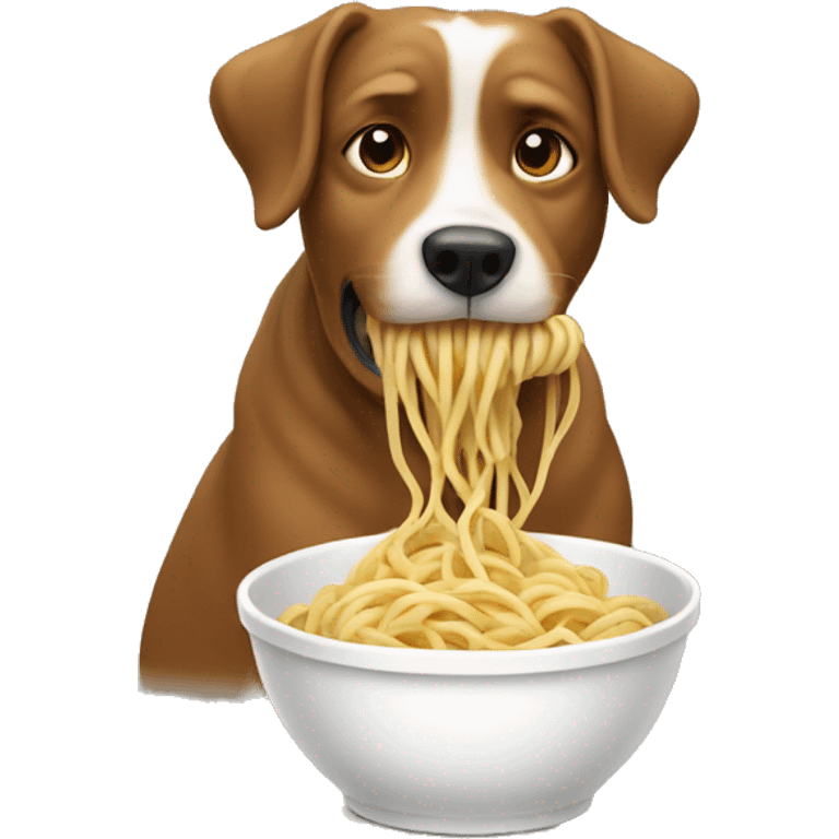 Dog eat noodle emoji