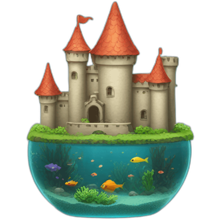 Aquarium with little castle emoji