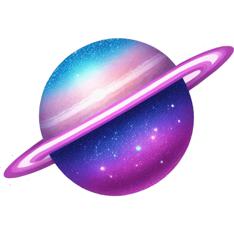 sparkly glittery blue purple and pink glitter planet with white saturn ring emoji