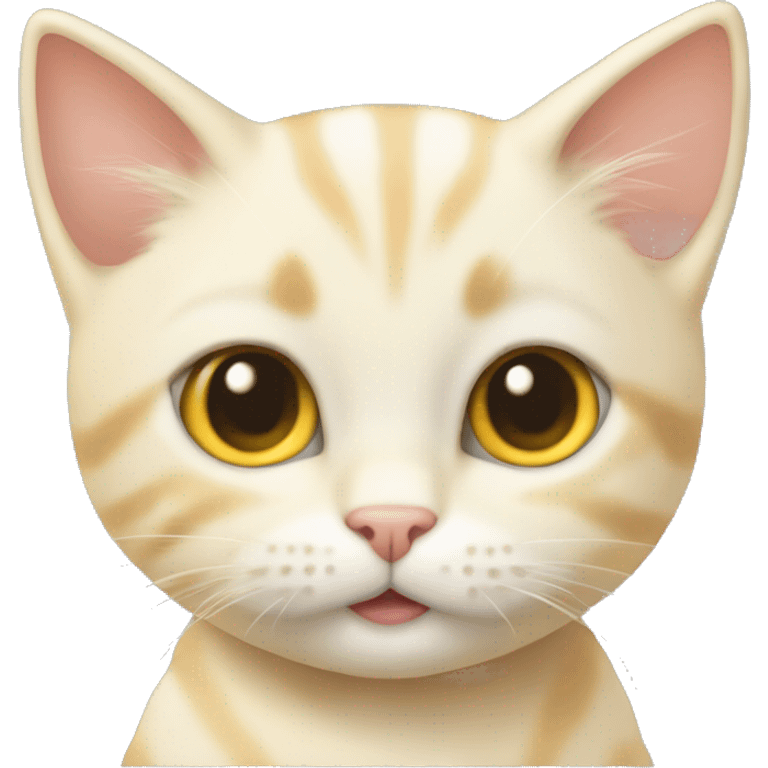 A very cute pale yellow kitten emoji with a chat bubble icon in the top right corner of its head. emoji