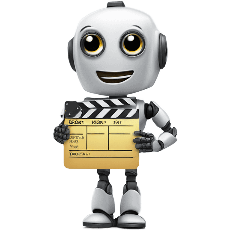 happy robot holding a clapboard emoji