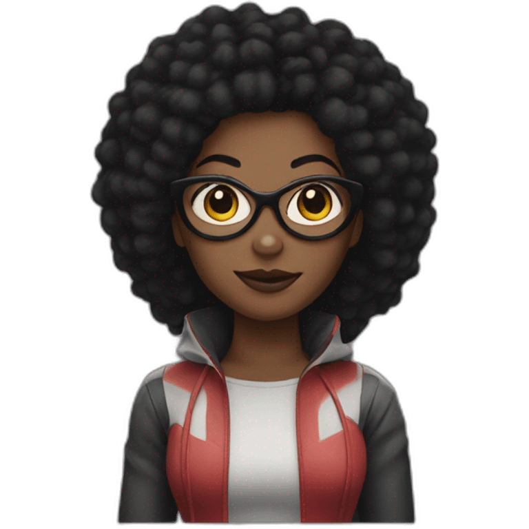 spider-woman, black afro hair emoji