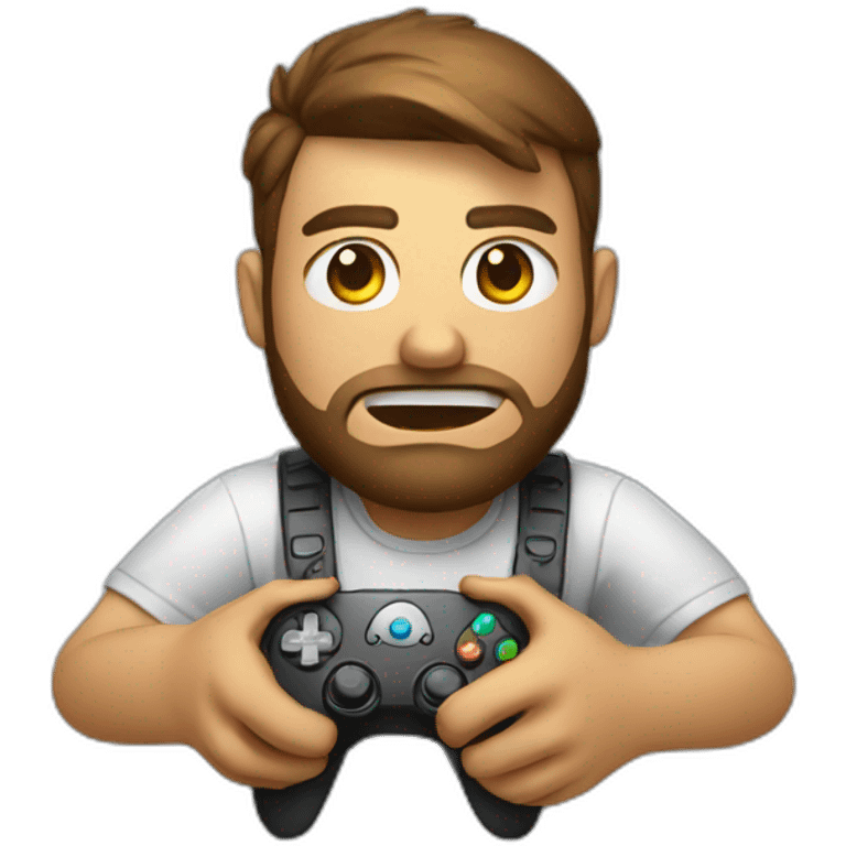 sweaty gamer holding controller emoji