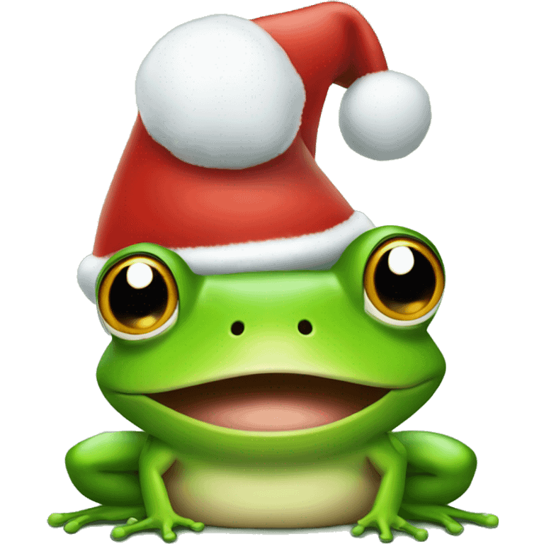 Frog with Christmas hat emoji