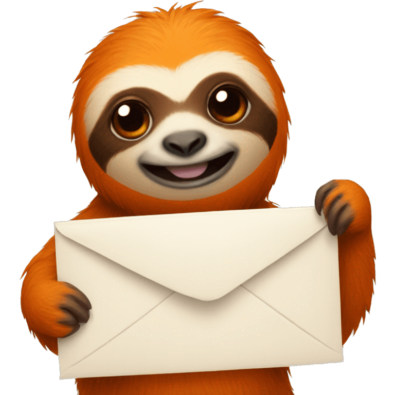 orange sloth holding a letter emoji