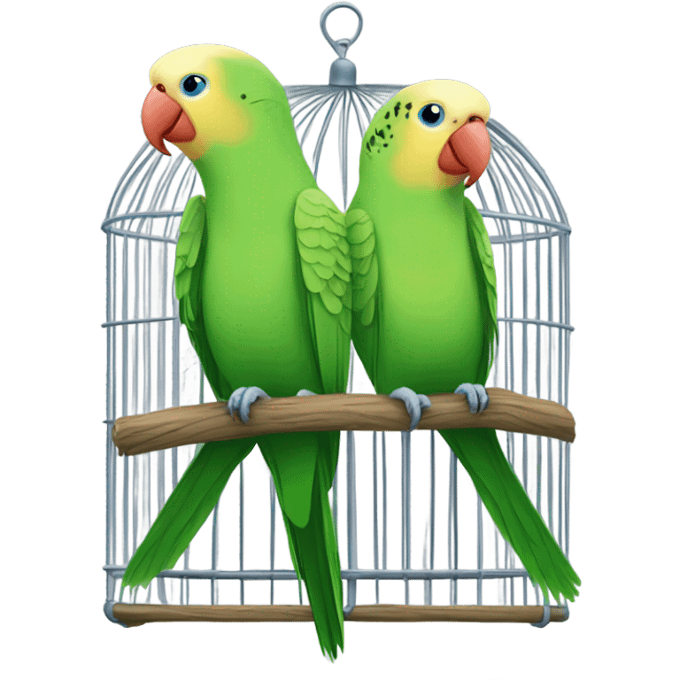 Two parakeets in bird cage  emoji