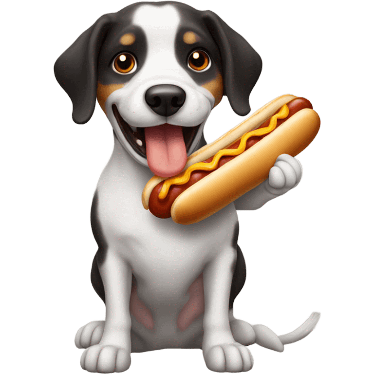 Dog eating hotdog emoji