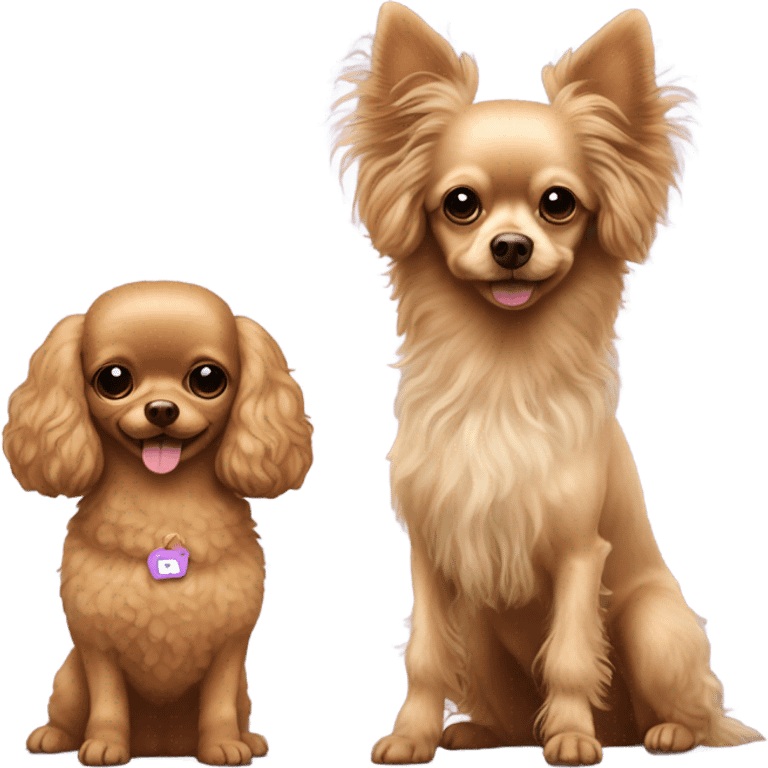 toy poodle stand next to long hair brown Chihuahua emoji