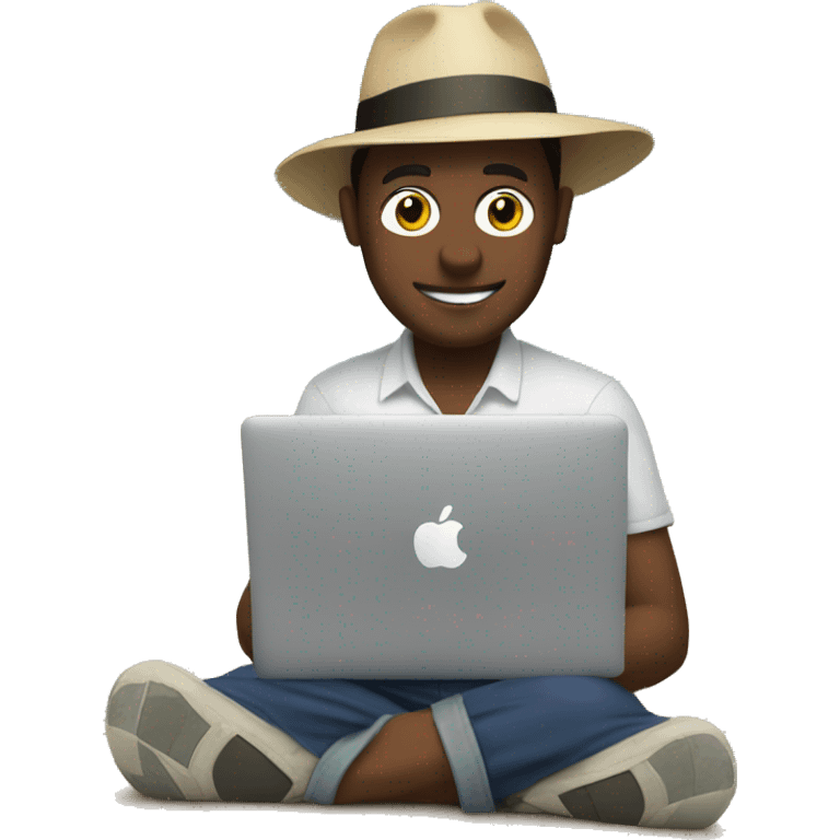 Switzerland developer working on a macbook on vacation emoji