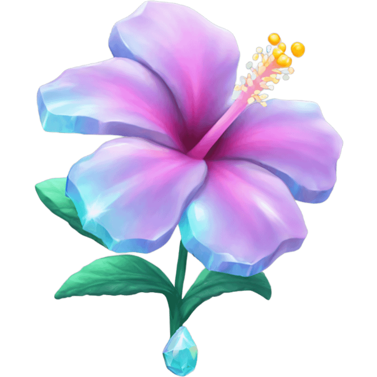 Opal crystal hibiscus flower emoji