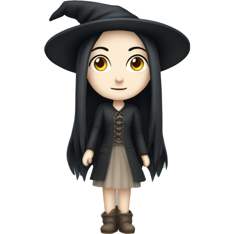 Long black haired witch with pale skin emoji