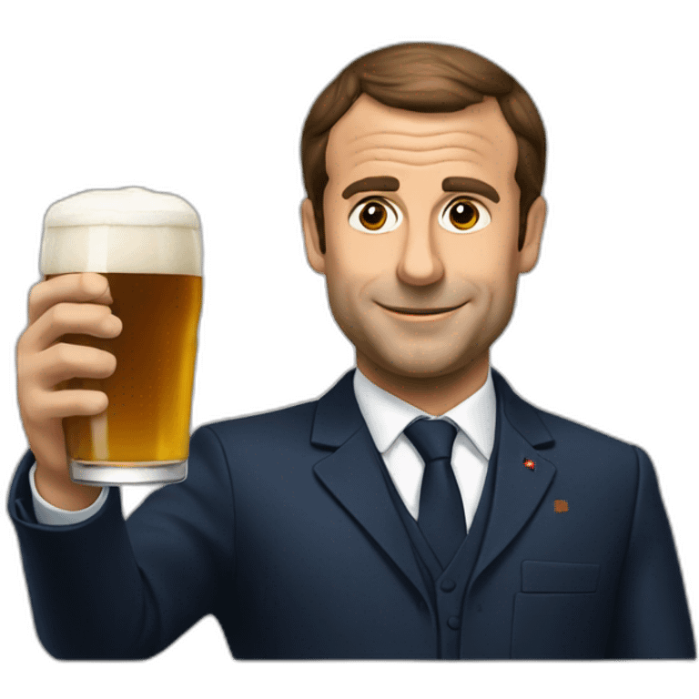 Macron drink beer emoji