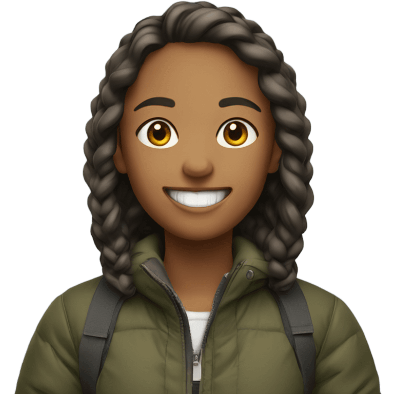 smiling girl outdoors in hjacket emoji