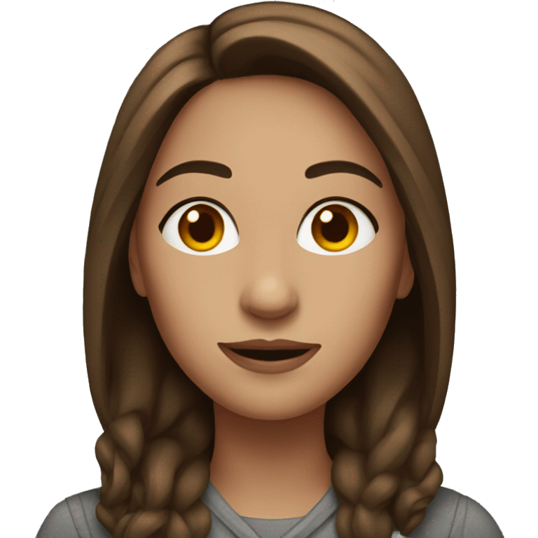 Woman with brown hair and middle part emoji