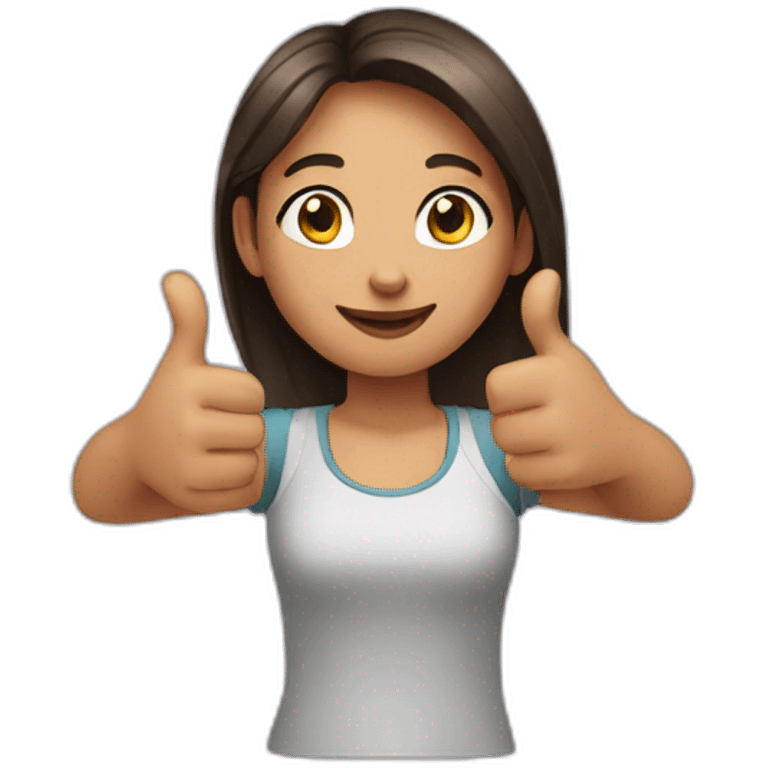 A girl showing thumbs up with both hands emoji