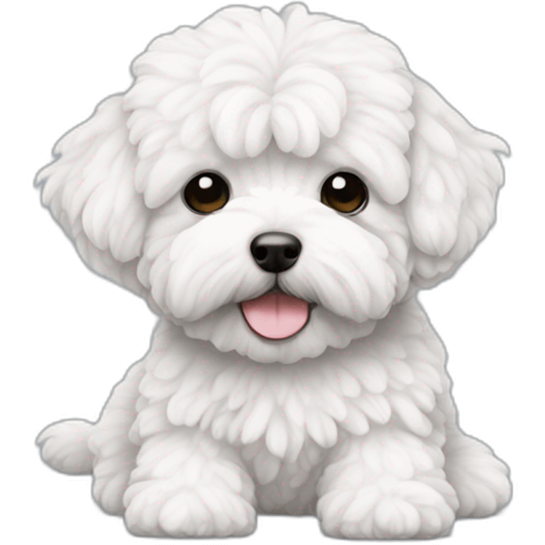 white maltipoo with dark blue slipper emoji