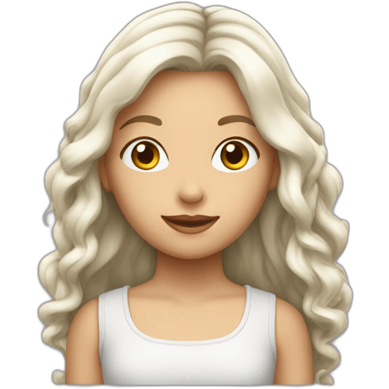 Fille adolescente blanche avec cheveux châtains emoji