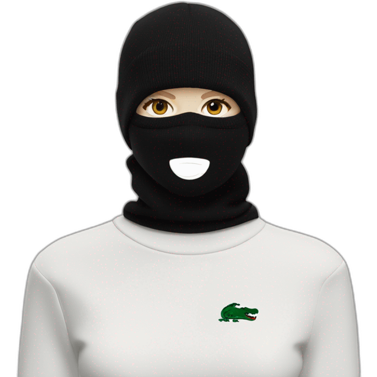 white girl lacoste balaclava black with lacoste emoji