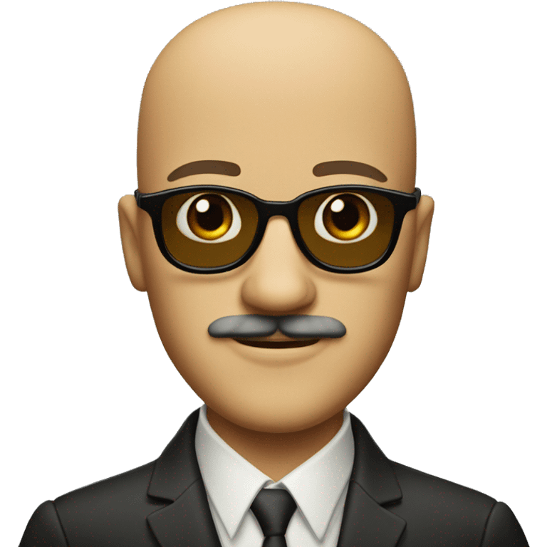 A bald man with a curled mustache and leopard-print glasses emoji