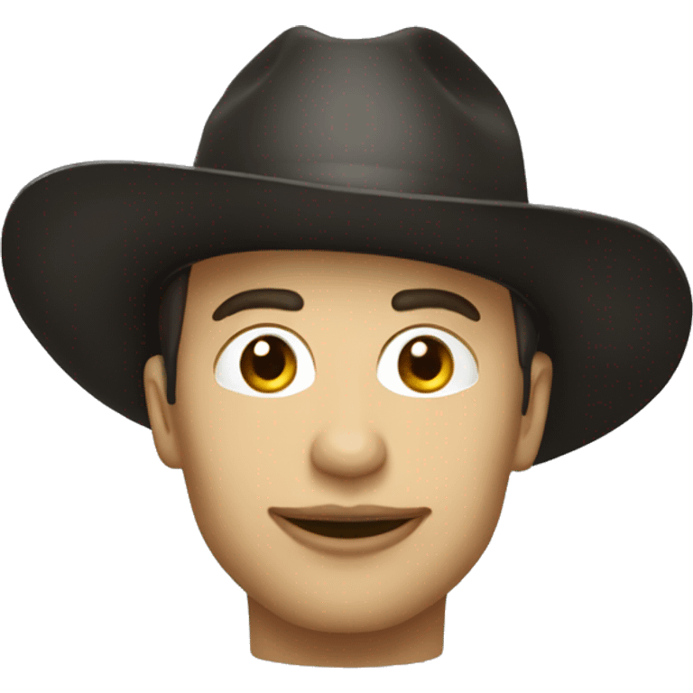 Un porteur de chapeau noir une ferme bouche emoji