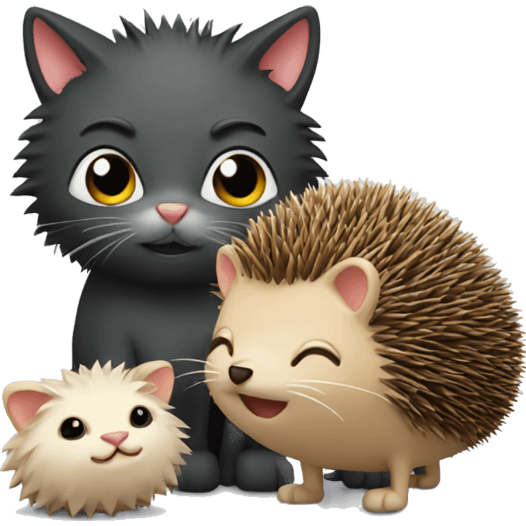 a cat and a hedgehog emoji