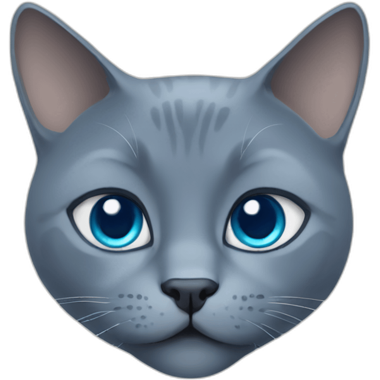 Russian blue cat face with blue eyes emoji