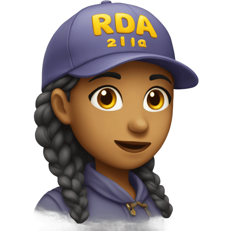 girl with a hat and rida written on  emoji